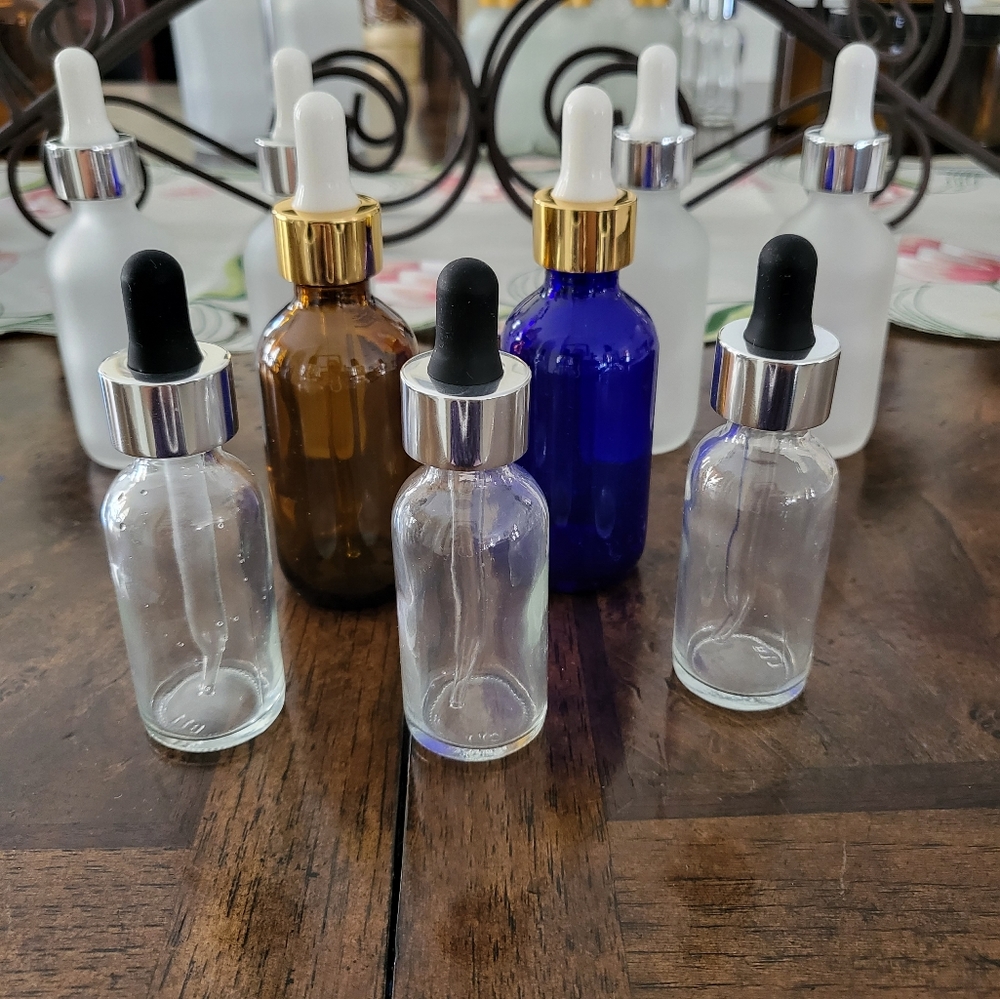 9 dropper jars 30ml/40ml/50ml w/ gold metallic aluminum cap